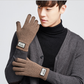 Men's autumn and winter knitted yarn driving outdoor plus velvet warm gloves