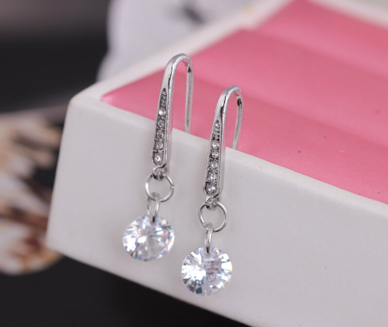 Simple Round Crystal Dangle Earrings Jewelry Accessories Girls Fashion Accessory