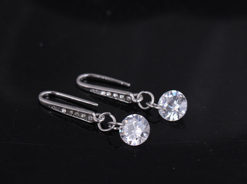 Simple Round Crystal Dangle Earrings Jewelry Accessories Girls Fashion Accessory