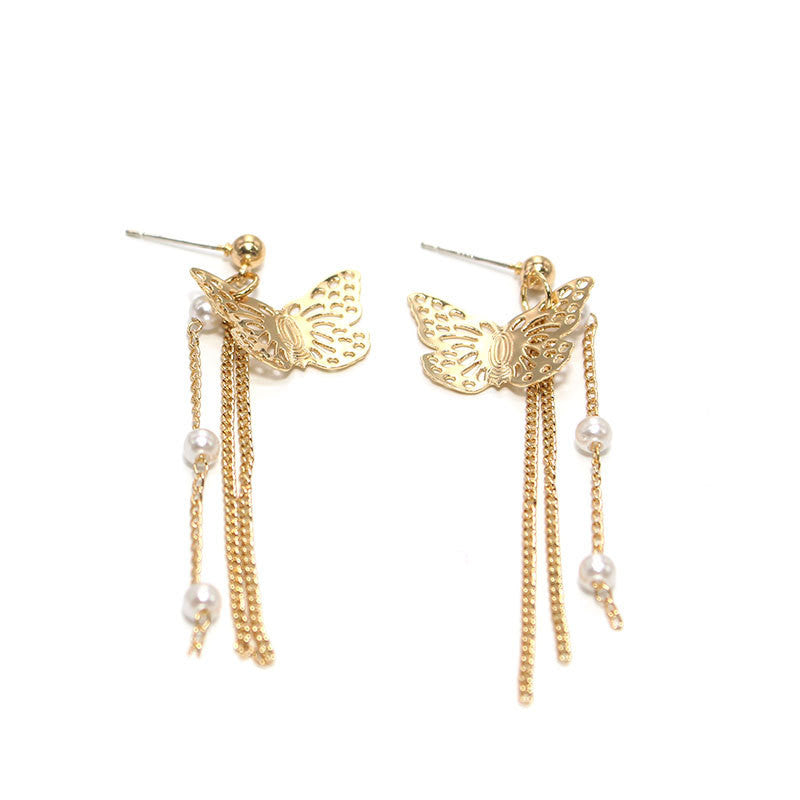 Butterfly Chain Tassel Stud Earrings for Girls Women Stud Jewelry Gift