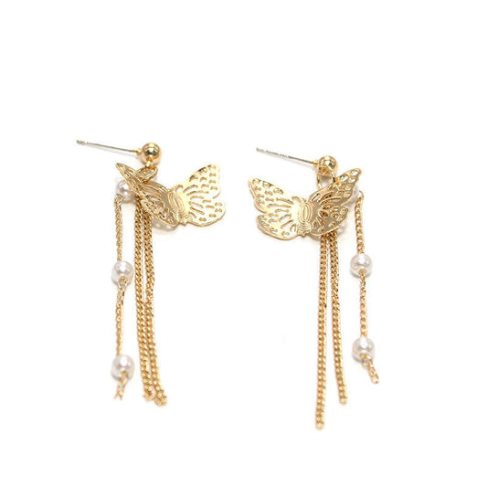 Butterfly Chain Tassel Stud Earrings for Girls Women Stud Jewelry Gift
