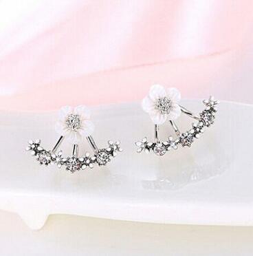 South Korea S925 Silver Earrings small daisy flowers after hanging Earrings Korean hypoallergenic sterling silver jewelry