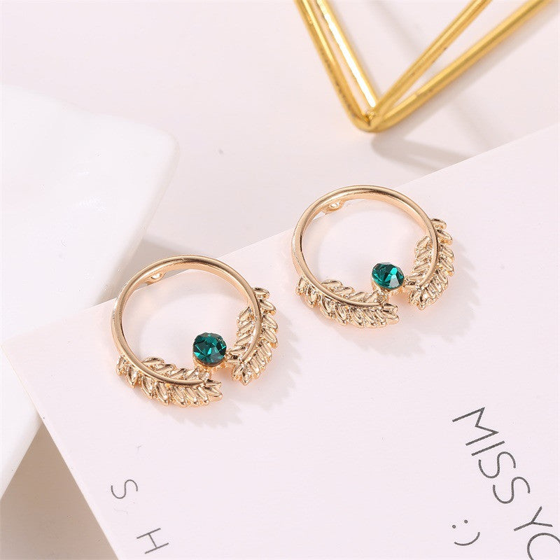 Leaves Detail Ring Dangle Earrings Jewelry Accessories Girls Fashion Accessory