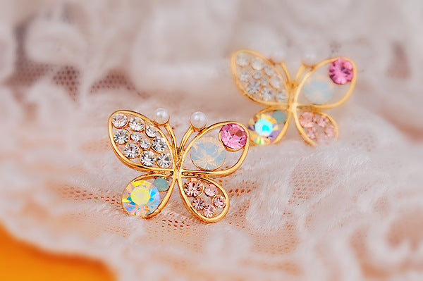 Candy Color Butterfly Stud Earrings Fashion Jewelry for Girls Women Gift