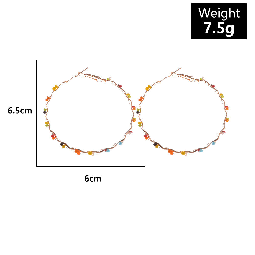 Multicolor Beads Large Hoop Earrings Women Jewelry Gift for Her Accessories