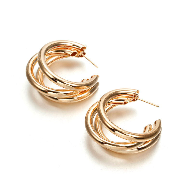 New Style Earrings Personality Cold Wind Metal Ring Ear Buckle Earrings Female C-shaped Earrings Earrings