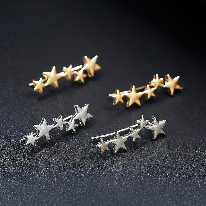 Exquisite creative five-pointed star ear bone clip earrings for girls accessories