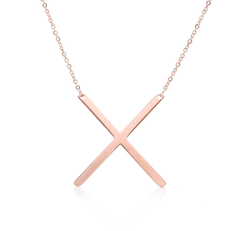 Fabulous Rose Gold Plated Stainless Steel Initial Letter Pendant Necklace