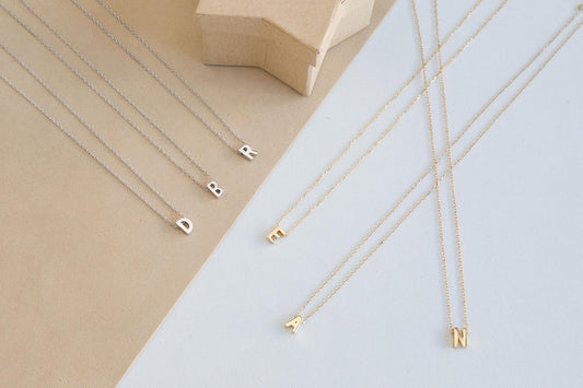 Fashion Tiny Initial Necklace Gold Silver Color Cut Letters Single Name Choker Necklace For Women Pendant