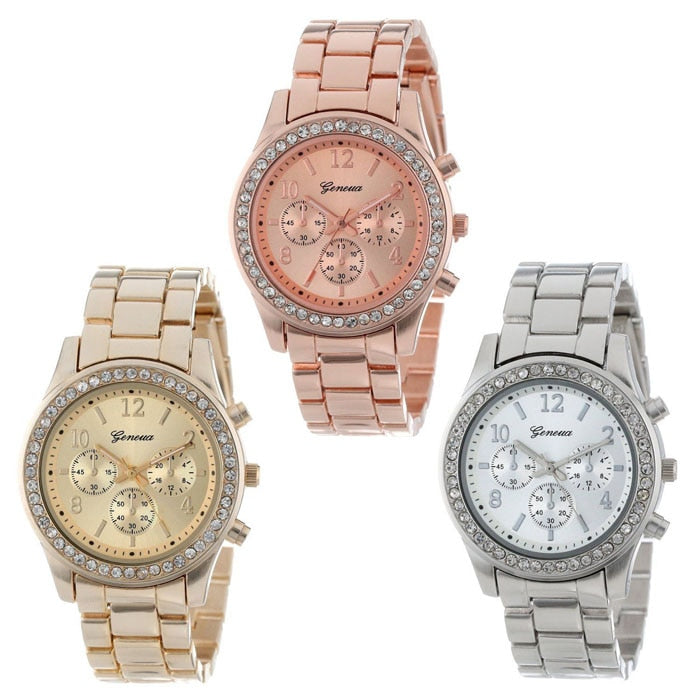 Diamond bracelet watch stainless steel belt watch Geneva alloy watch