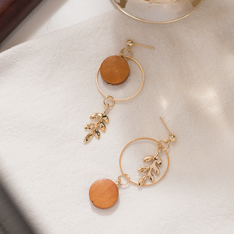 Leaf Wooden Pendant Dangling Drop Earrings Women Girls Gifts Jewelry Accessories