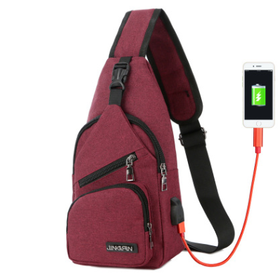 New shoulder bag men's charging bag sports men's usb chest bag outdoor diagonal package