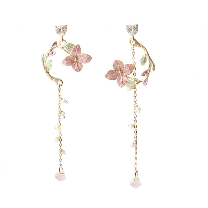 Korean Vintage Metal Flower Long Dangle Earrings For Women Girls Brincos Temperament Pendientes Mujer Jewelry