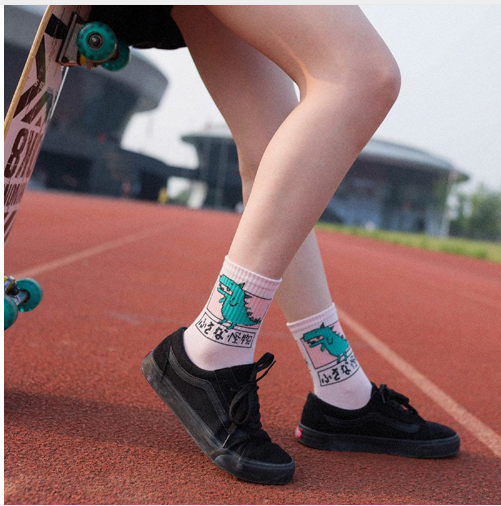 Woman Socks Korea Ulzzang Hong Kong Wind Harajuku Skate Little Animal Cute Socks Calcetine Clothing Dresses