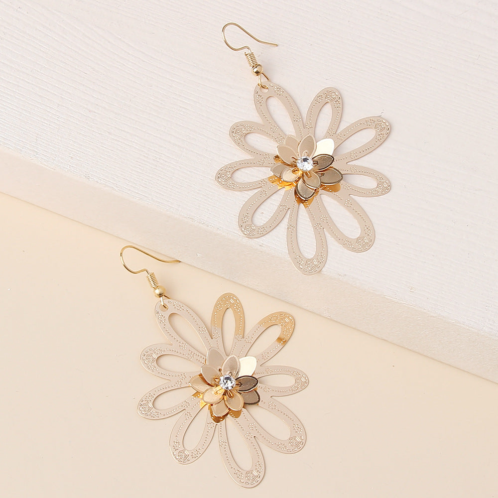 3D Flower Design Gift Earrings Dangle Women Fashion Jewelry Jewellery