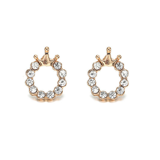 Crown Round Jewelry Stud Earrings Modern Fashion Women Earrings Piercing Studs