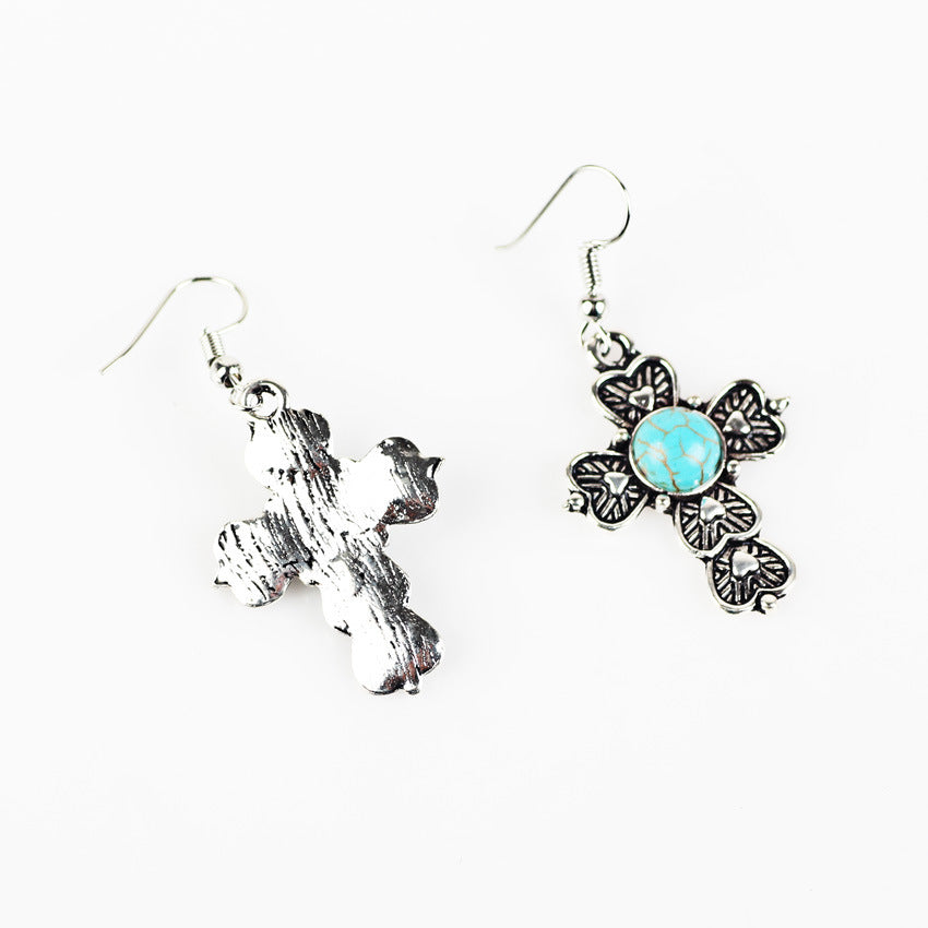 Turquoise Cross Dangle Earring Exquisite Fashion Drop Earrings For Women