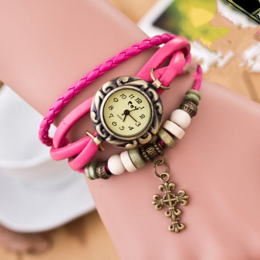 Female bracelet cross watch