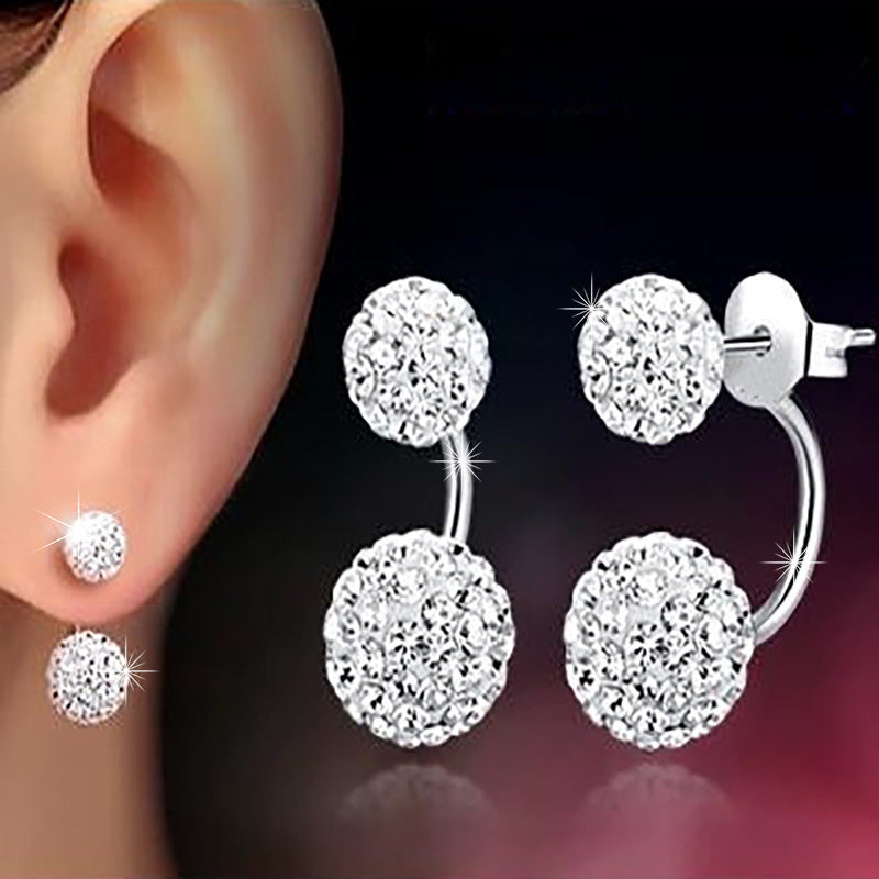 Crystal Ball Stud Earrings Fashion Women Female Earrings Piercing Jewelry