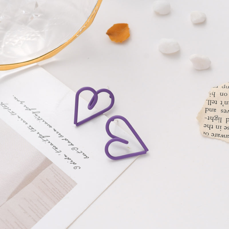 Purple Heart Stud Earrings Cute Dangle Earrings Women Jewelry Gift for Her