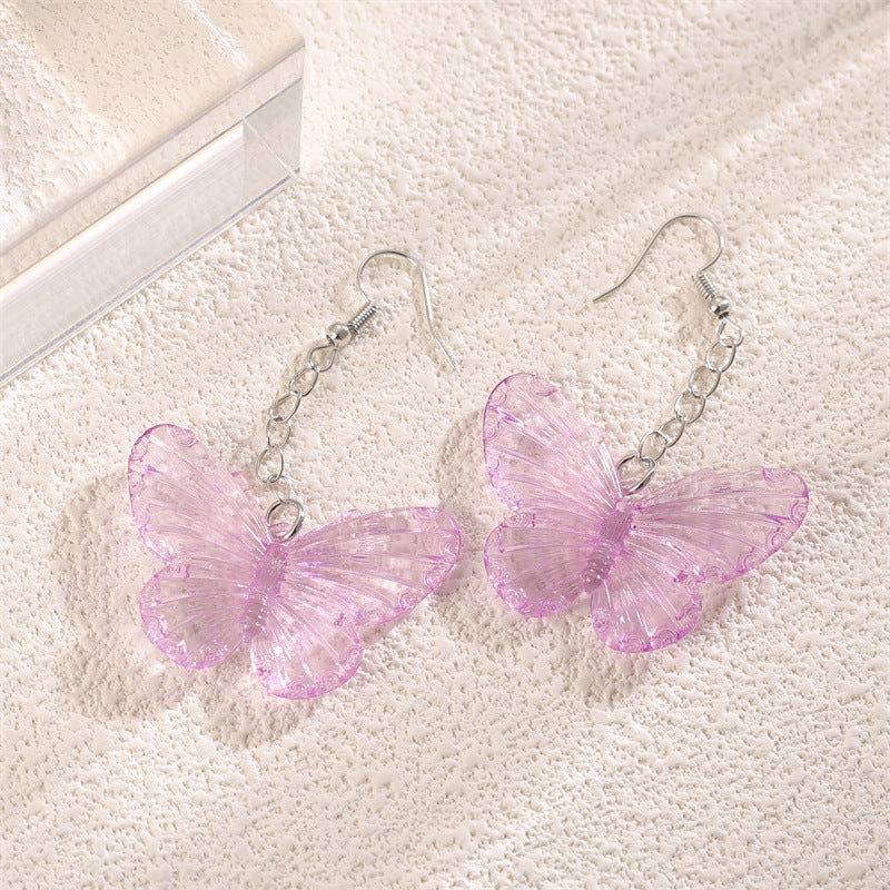 Purple Butterfly Drop Earrings Cute Dangle Earrings Women Jewelry Gift for Her