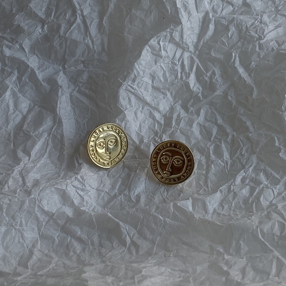 Medal Style Stud Earrings Accessories Gift Women Girl Fashionable Jewelry