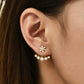 Flower Design Ear Jacket Stud Earrings Dangle Women Fashion Jewelry Gift for Her