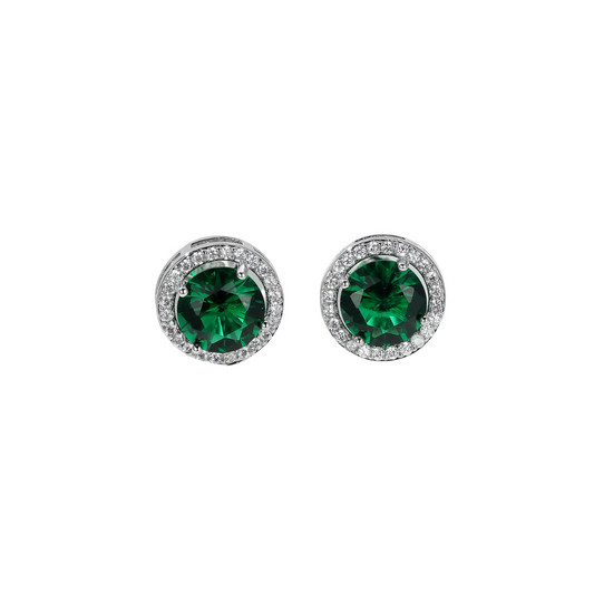 Deep Green Rhinestone Decor Stud Earrings for Women Girls Ear Studs Jewelry Gift