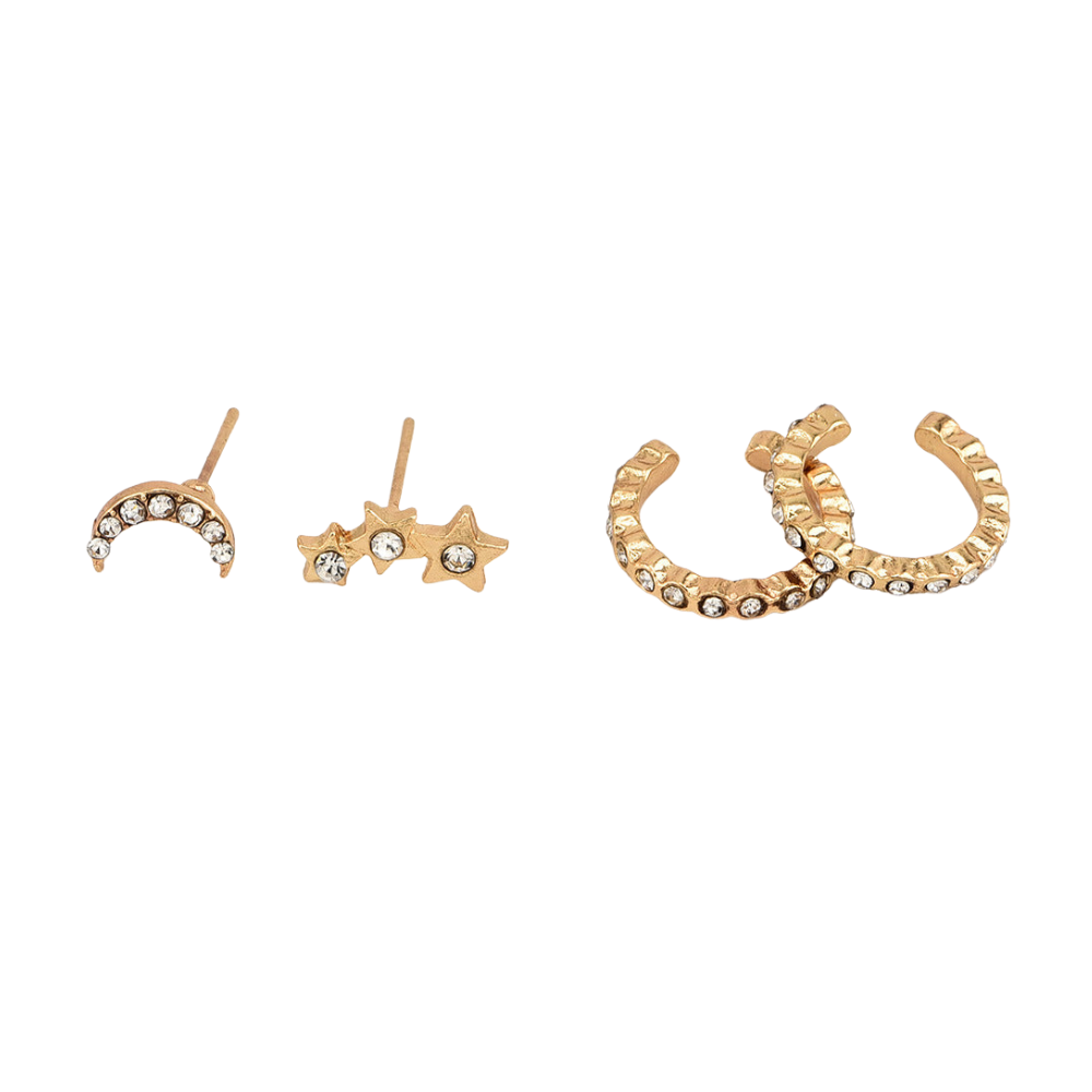 4pcs Set Moon Star Ear Cuff Stud Earrings Fashion Women Female Earrings Piercing