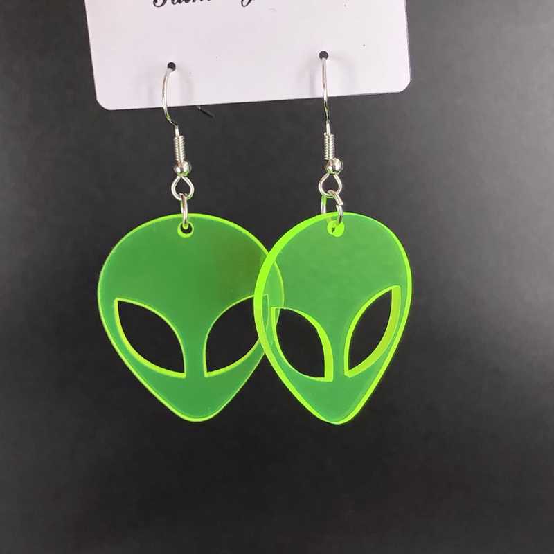 Green Alien Dangle Earrings Jewelry Accessories Girls Fashion Accessory
