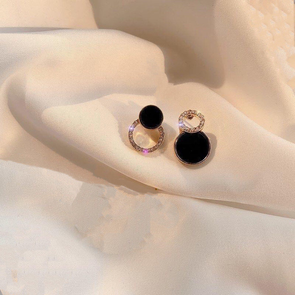 Black Circle Drop Earring Women Jewelry Mom Gift Everyday Wear Earrings