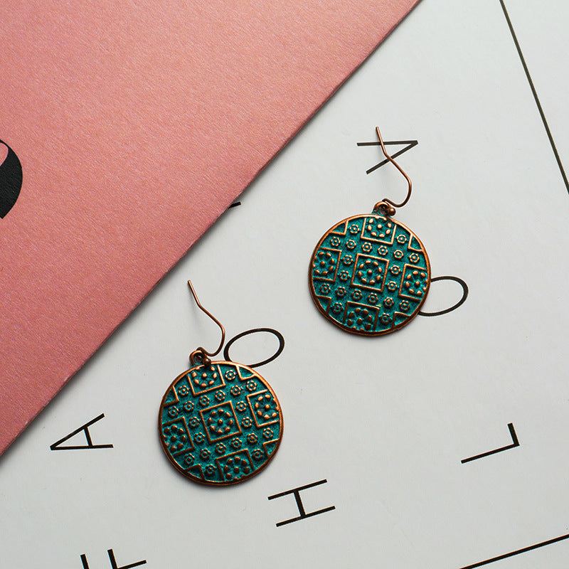 Green Round Earrings Dangling Drop Earring Women Girls Gifts Jewelry Accessories
