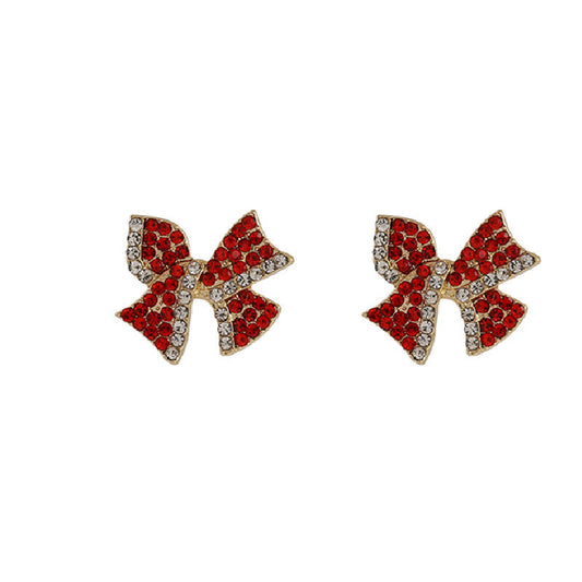 Rhinestone Bow Stud Earrings for Women Girls Fashion Earrings Piercing Jewelry