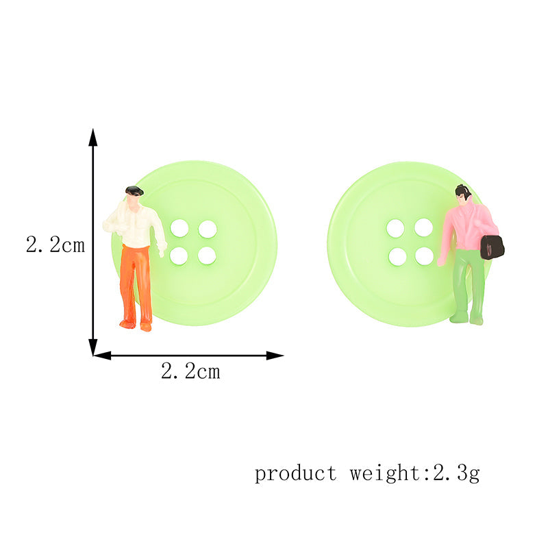 Green Button Stud Earrings Female Girl Fashion Earrings Birthday Holiday Gifts