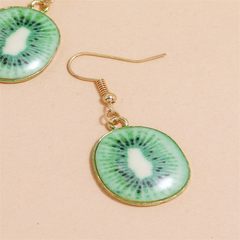 Kiwi Fruit Design Drop Ear Dangle Fashion Earrings for Women Party Jewelry Gift