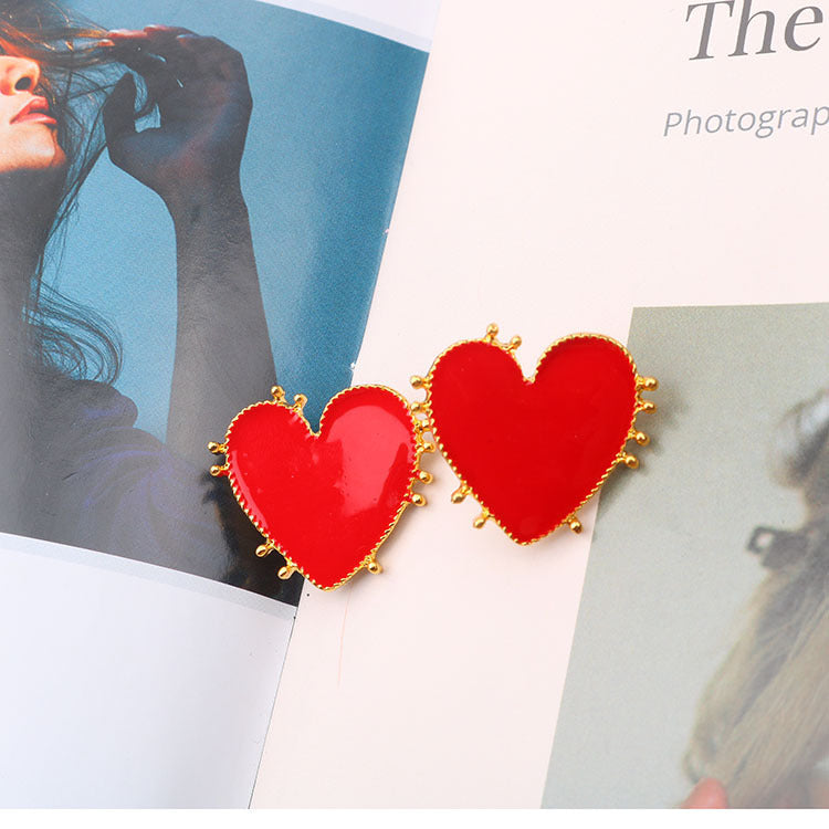Red Heart Stud Earrings Fashion Jewelry for Girls Women Gift Accessories