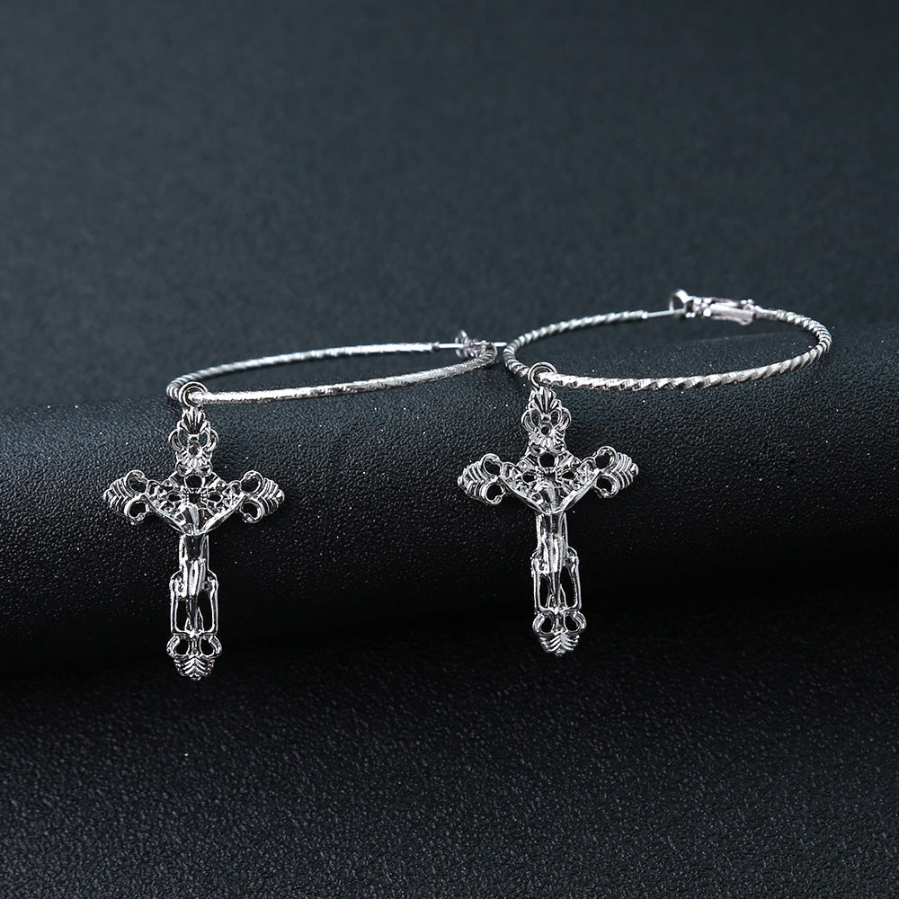 Cross Hoop Earrings Cute Dangle Earrings Women Jewelry Gift for Her