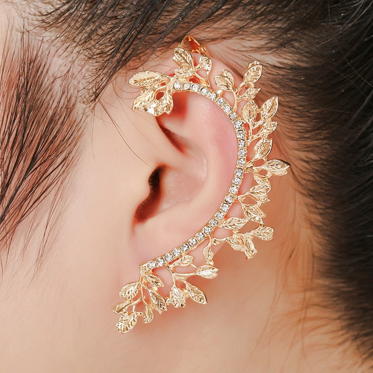 European And American Personality Unilateral Leaf Tassel Earrings