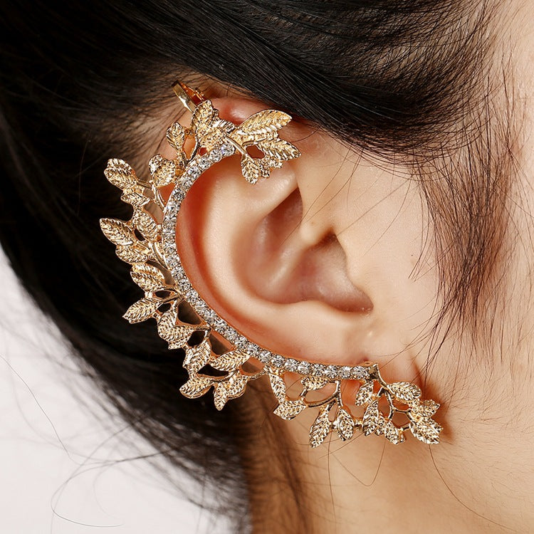 European And American Personality Unilateral Leaf Tassel Earrings