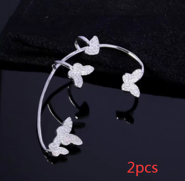 Fashion Gold Metal Butterfly Ear Clips Sparkling Zircon Without Piercing Ear Cuff Clip Earrings For Women Jewelry Gift