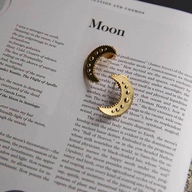 Textured Moon Stud Earrings Women Jewelry Mom Gift Everyday Wear Earrings