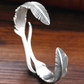 Vintage Thai Silver Double Feather Bracelet Simple