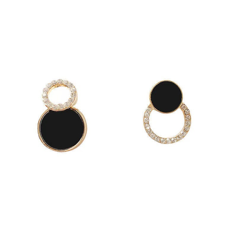 Black Circle Drop Earring Women Jewelry Mom Gift Everyday Wear Earrings