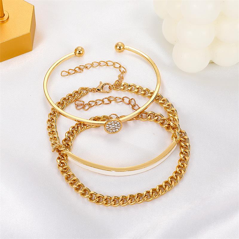 Retro Simple Zircon Adjustable Circle Bracelet Set