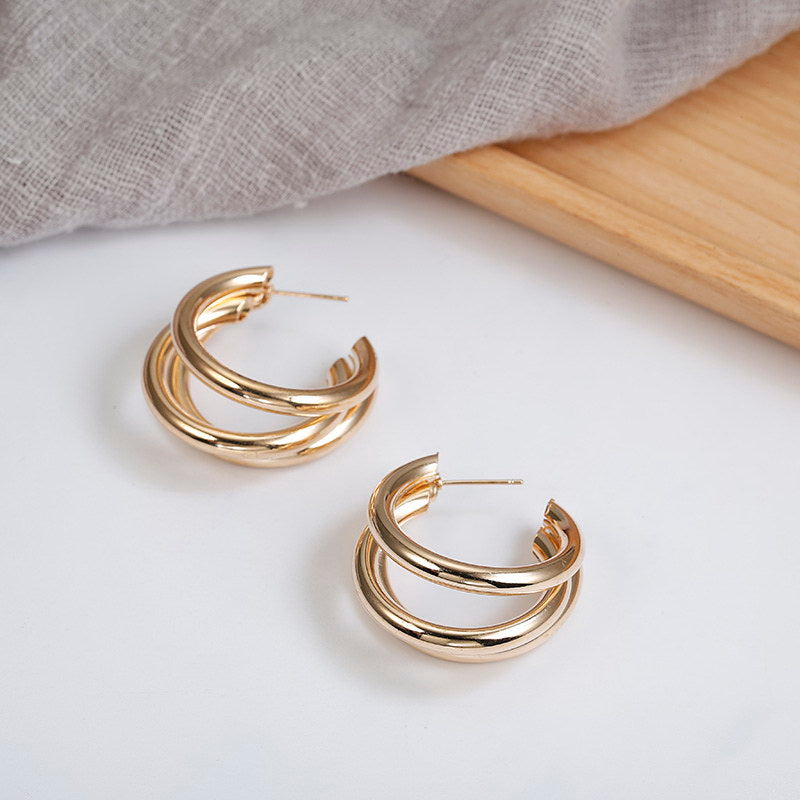 New Style Earrings Personality Cold Wind Metal Ring Ear Buckle Earrings Female C-shaped Earrings Earrings