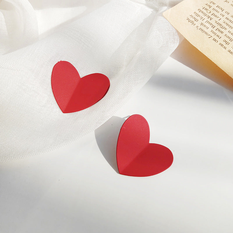 Folding Design Red Heart Dangle Earrings Cute Summer Earring Jewelry Gift for