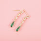 Green Crystal Pearl Stud Temperament Emerald