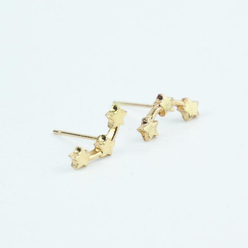 Simple Temperament Alloy Three Small Star Earrings