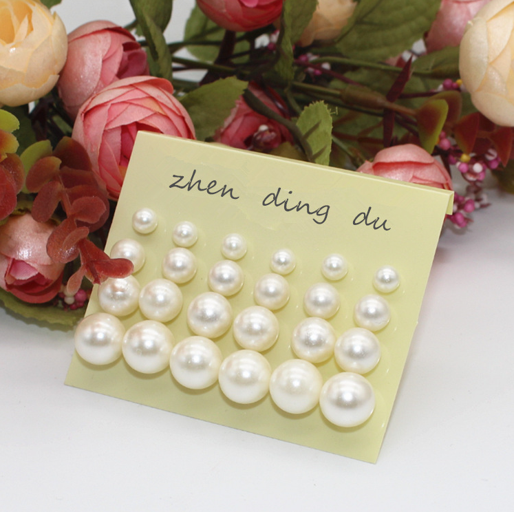 12pairs Pearl Style Stud Earrings for Girls Women Stud Jewelry Gift Accessories