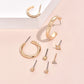 8pc Set Stud and Hoop Piercing Earrings Women Jewelry Gift for Her Accessories